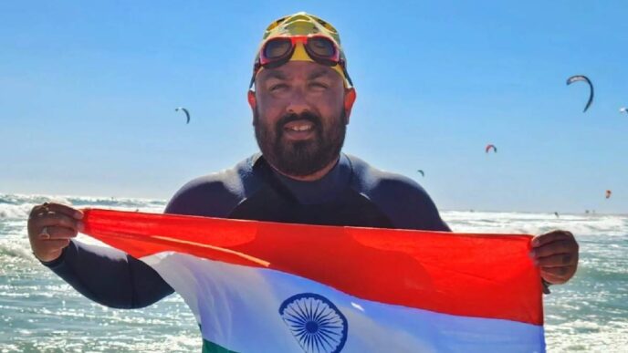 Assam's Elvis Ali Hazarika sets new milestone with historic 64-km Mandovi–Zuari two-way swim in Goa