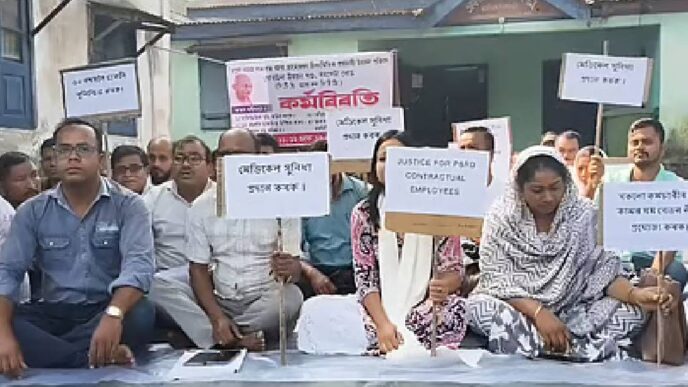 Assam’s P&RD contract staff rise in revolt, demand job security and fair pay