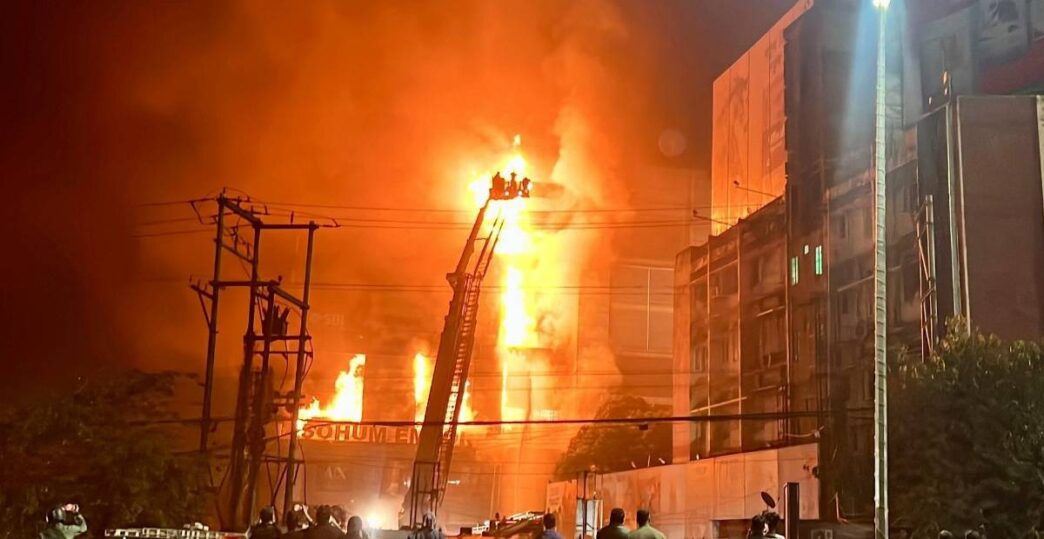 Massive midnight fire guts SOHUM Emporia in Guwahati, SBI offices badly damaged