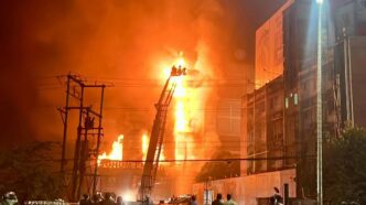 Massive midnight fire guts SOHUM Emporia in Guwahati, SBI offices badly damaged