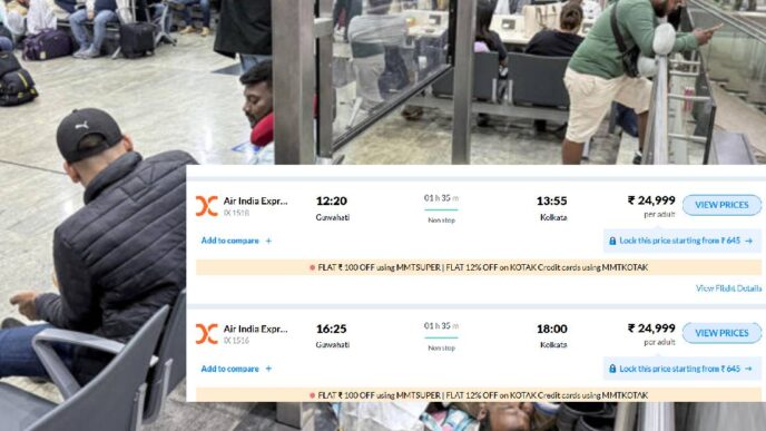 Guwahati–Kolkata fares hit Rs 24,000 as IndiGo cancels flights