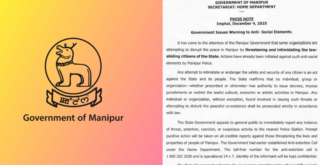Manipur government warns groups trying to disturb peace, seeks public support