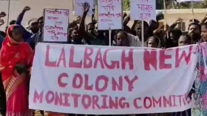 Tea garden workers protest in Cachar, allege broken promises on land and housing